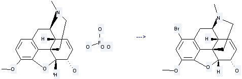 Codeine phosphate is used to produce 1-bromo-4,5a-epoxy-3-methoxy-17-methyl-morphin-7-en-6a-ol.